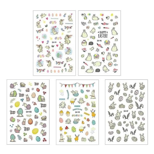 5 Feuilles D'autocollants Pour Ongles Phosphorescents En Forme De Lapin - Imperméables, Durables Et Amusants Pour Les Enfants Et Les Fêtes