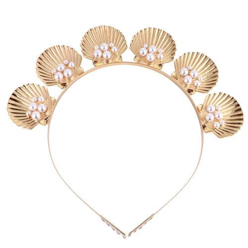 Serre-Tête Élégant En Perles De Coquillage Dorées ¿ Accessoire Décoratif Confortable Pour Les Mariages, Les Fêtes Et Les Vacances À La Plage