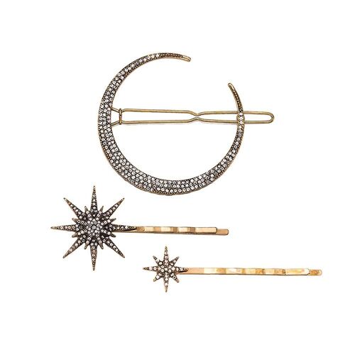 Ensemble De Pinces À Cheveux Vintage ¿ Barrettes À Motifs Lune, Étoile Et Flocon De Neige Pour Des Coiffures Élégantes 
