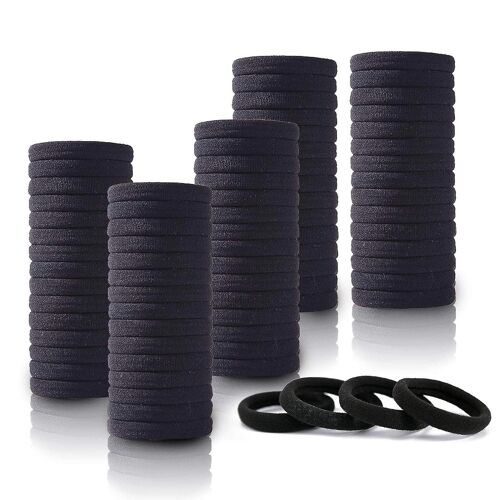 Élastiques À Cheveux Noirs Sans Couture De Qualité Supérieure - Lot De 120, Élastiques Épais Pour Cheveux Moyens À Épais, Sans Dommage, Maintien Confortable
