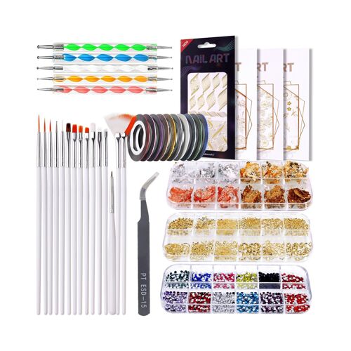 Kit De Nail Art Professionnel Avec Pinceaux, Stylos À Pointiller, Pierres, Fil Et Autocollants Pour Des Designs Époustouflants 