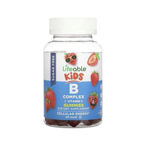 Lifeable Gommes Au Complexe De Vitamines B Pour Enfants, Sans Sucre, Arôme Naturel De Fraise, 60 Gommes