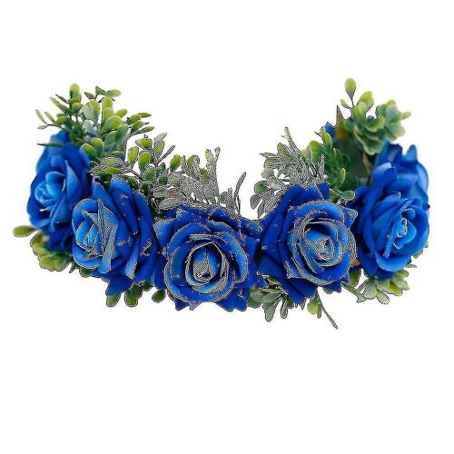 Coiffe Florale Bleue ¿ Serre-Tête En Rose Artificielle Pour Mariages, Cosplay, Fêtes Et Accessoires Photo ¿ Léger Et Confortable