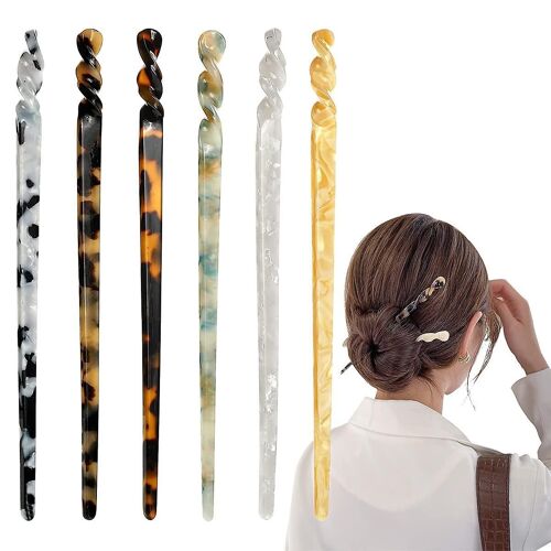 Élégants Pics À Cheveux En Acétate À Imprimé Léopard Vintage De 17,5 Cm ¿ 6 Épingles À Cheveux Durables Pour Toutes Les Occasions 
