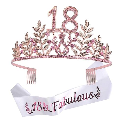 Ensemble Élégant De Couronne Et D'écharpe Rose Pour Le 18e Anniversaire - Parfait Pour Les Célébrations, Les Fêtes Et Les Occasions Spéciales !