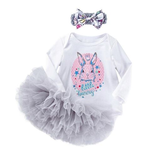 Adorable Ensemble Jupe Et Barboteuse De Dessin Animé Pour Enfants - Robe Confortable Avec Bandeau À Noeud - Parfait Pour Les Fêtes !