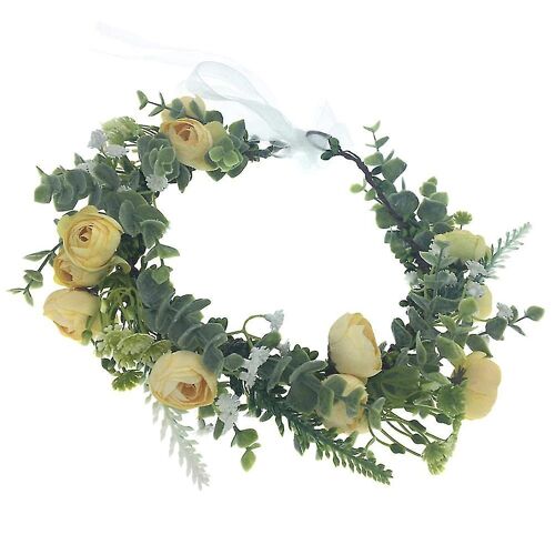Couronne De Fleurs Jaune Vif Pour Mariages, Fêtes Et Spectacles - Accessoire De Couronne De Mariée Fait Main