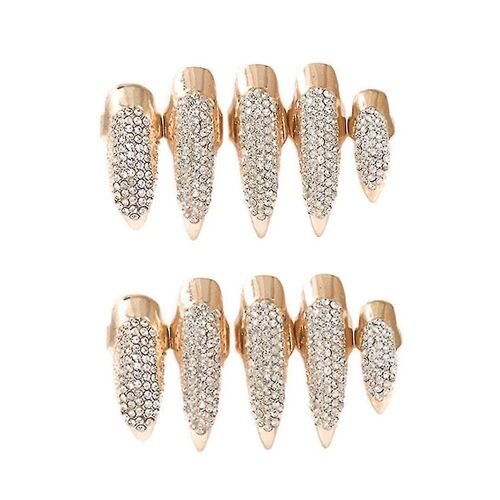 Lot De 10 Anneaux À Ongles En Or Rose Pour Halloween Et Cosplay ¿ Accessoires Élégants Pour Ongles Avec Strass