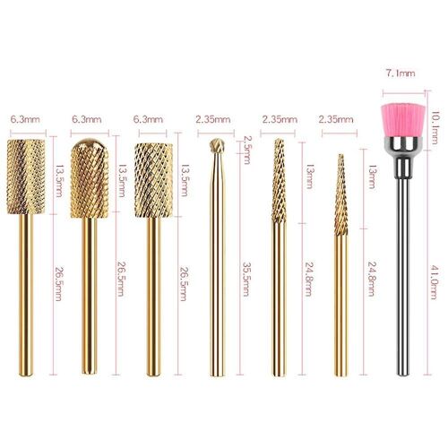 Ensemble De 7 Forets À Ongles En Carbure De Tungstène Pour Ongles En Gel, Acrylique Et Céramique - Durables, Légers Et Faciles À Nettoyer