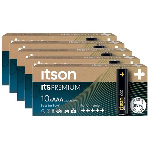 ITSON Lot de 5 Packs de 10 Piles Alcalines LR03/AAA 1,5V itsPREMIUM