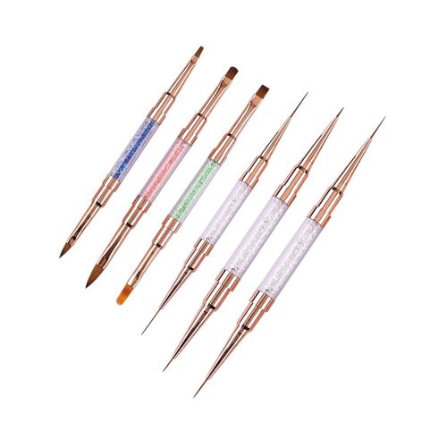 Lot De 6 Pinceaux À Double Extrémité Pour Nail Art, Pour Vernis Gel Uv ¿ Qualité Professionnelle, Design Ergonomique, Parfait Pour Le Bricolage Et Les Salons