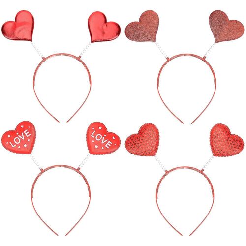 Lot De 4 Bandeaux Coeur Pour La Saint-Valentin, Les Mariages Et Les Fêtes ¿ Accessoires Pour Cheveux Mignons Pour Toutes Les Occasions 