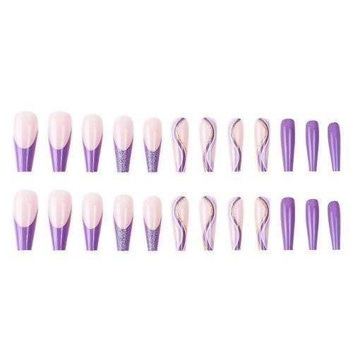 Stickers Nail Art Paillettes Violettes - Design Géométrique Français Aux Couleurs Aurore Pour Un Nail Art Éblouissant À La Maison 