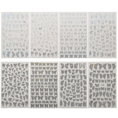 8 Feuilles D'autocollants Papillon Pour Nail Art - Décalcomanies 3d Métalliques Pour Créations D'ongles Diy, Parfaites Pour Toutes Les Occasions 