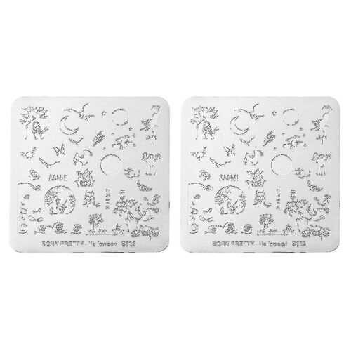 Lot De 2 Plaques D'estampage Pour Ongles Halloween - Modèles De Manucure En Acier Inoxydable Durables 