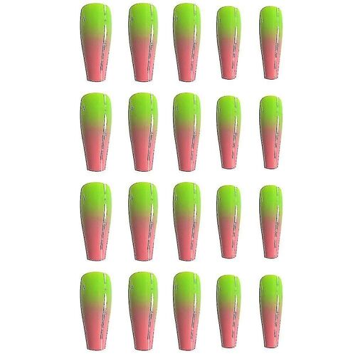 Lot De 20 Faux Ongles En Forme De Cercueil, Dégradés Uniques, Réutilisables, Pour Un Nail Art Époustouflant, Couleurs Rouge Et Vert 