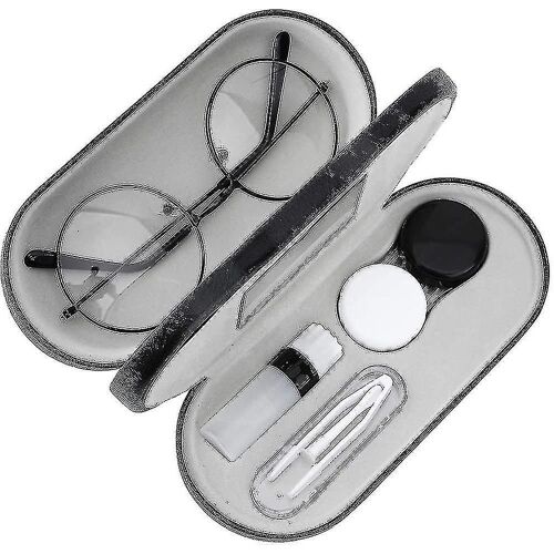 Étui À Lunettes 2 En 1 Double Couche Avec Miroir Intégré - Étui De Voyage Portable Pour Lunettes De Soleil Et Lentilles De Contact 