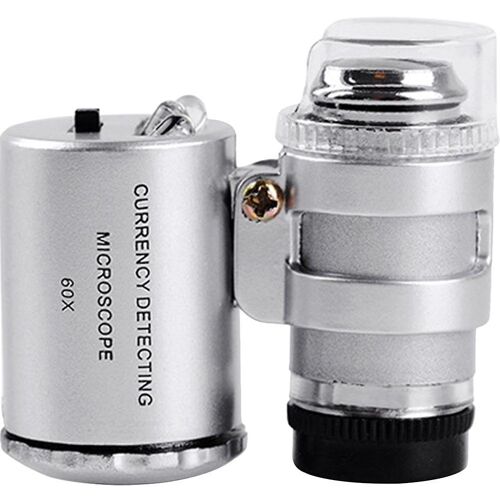 Mini Microscope De Poche 60x Avec Éclairage Led Pour La Détection De Devises, L'inspection Des Pièces Et Des Timbres, Conception Abs Durable