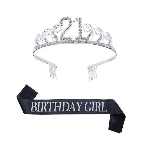 Ensemble Ceinture Et Diadème D'anniversaire - Peigne À Cheveux Couronne En Strass Pour Reine D'anniversaire - Accessoires De Fête Élégants