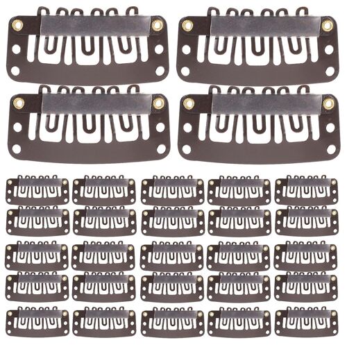 60 Pinces Métalliques Pour Extensions De Cheveux - Pinces À Pression Durables Pour Perruques, Travaux Manuels Et Couture - 60 Pièces Couleur Café 