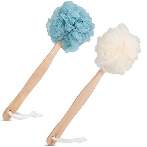 Lot De 2 Brosses À Dos En Luffa De Qualité Supérieure Avec Long Manche ¿ Brosse De Douche En Maille Pour Un Soin De La Peau En Douceur 