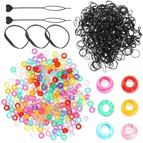 Ensemble De Perles Pour Dreadlocks Diy : 600 Perles En Résine Colorées, 2 Tresses Et 1 000 Élastiques Pour Un Tressage Élégant