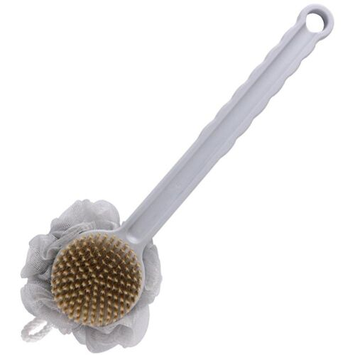 Brosse De Bain Double Face Avec Poils Et Luffa - Brosse De Bain À Long Manche Pour Une Exfoliation Et Une Expérience De Douche Rafraîchissante 