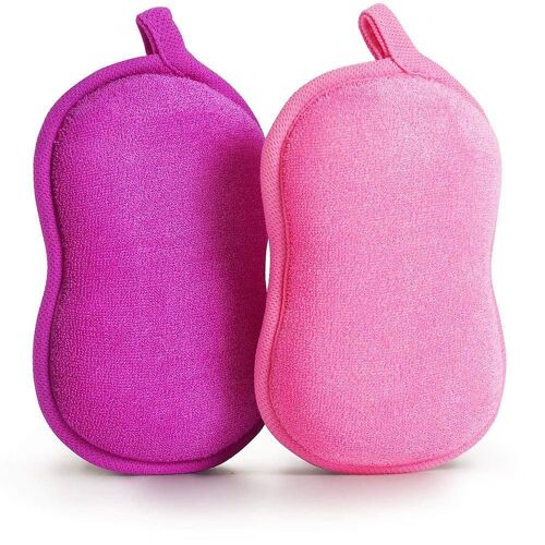 Lot De 2 Éponges De Bain En Bambou Naturel Pour Bébé ¿ Ultra Douces Et Sans Danger Pour Les Peaux Délicates, Parfaites Pour Les Baby Showers Et Les Listes De Cadeaux 