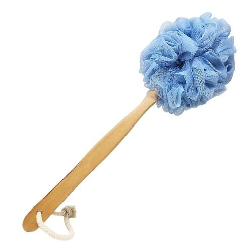Brosse De Bain En Bois À Manche Long De 15 Pouces Avec Maille En Luffa Pour Une Exfoliation Douce Et Un Nettoyage Facile Sous La Douche 