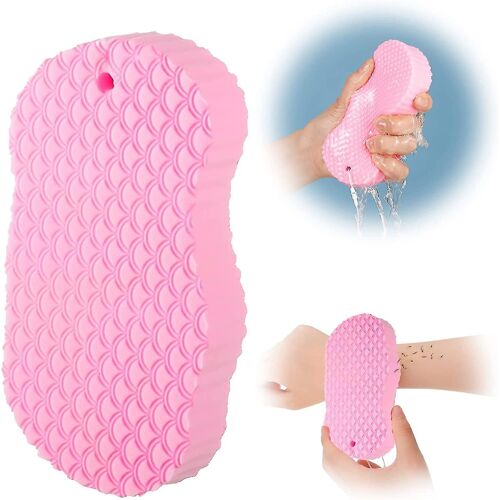Éponge De Bain Exfoliante Durable ¿ Soin Doux Pour La Peau Pour Tous Les Âges, Écologique, Réutilisable, Hypoallergénique, Rose