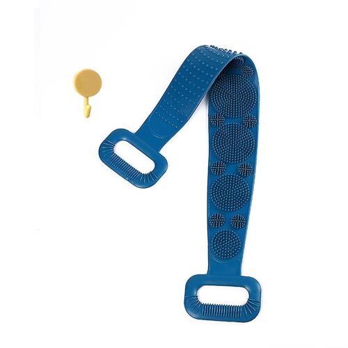Ceinture De Nettoyage Dorsale Extra Longue En Silicone ¿ Sangle De Bain Double Face Pour Un Nettoyage En Profondeur Et Un Massage ¿ Bleu