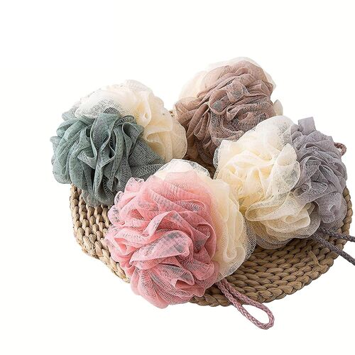 Lot De 4 Éponges De Bain En Luffa Durables ¿ Éponges De Douche En Maille Multicolore Pour Une Exfoliation Et Une Mousse Douces