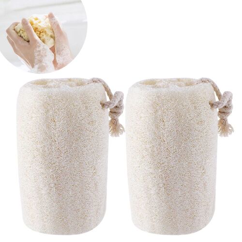 Lot De 2 Éponges De Douche Naturelles En Luffa Pour Exfolier La Peau ¿ Éponges De Bain Portables Rosenice Pour Hommes Et Femmes 