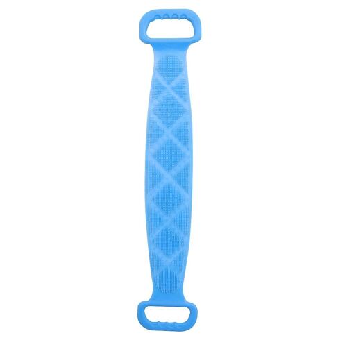 Serviette de bain double face en silicone pour un nettoyage et une exfoliation en profondeur - Bleu ciel, portable et durable