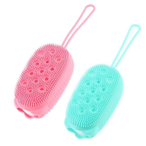 Lot De 2 Brosses De Bain En Silicone ¿ Brosse Exfoliante En Luffa Pour Le Massage Du Corps Et De La Tête, Antidérapante, Facile À Nettoyer, Design Mignon 