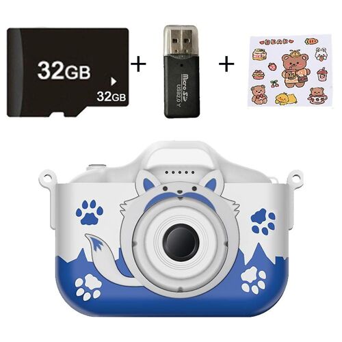 Appareil photo jouet pour enfants avec double objectif, 40 MP, vidéo 1080p, écran 2,0 pouces, carte SD 32 Go, coque en silicone