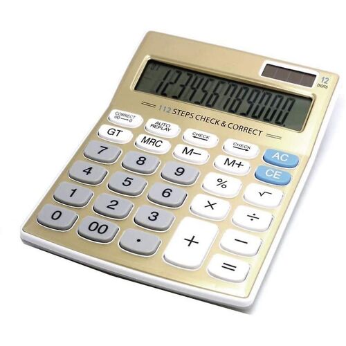 Calculatrice double alimentation avec grand écran LCD, boutons durables et design antidérapant pour une utilisation au bureau