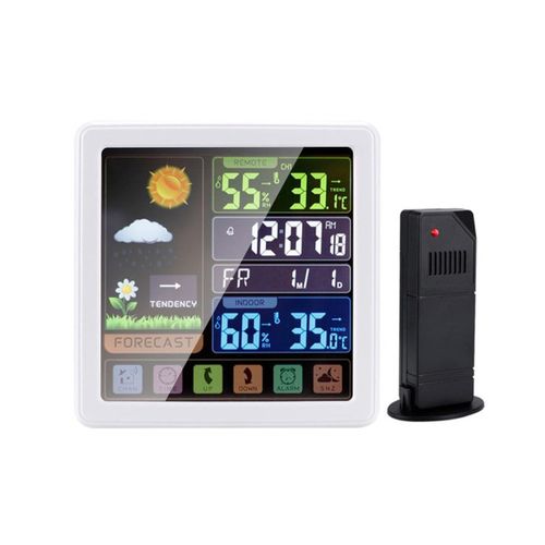 Station météo numérique sans fil avec réveil, moniteur de température et d'humidité intérieure/extérieure