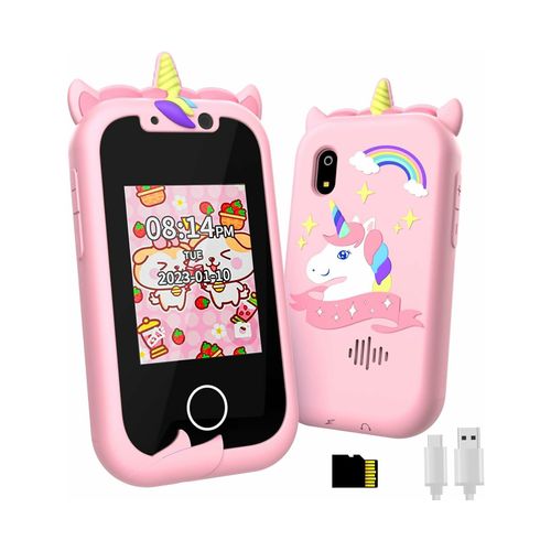 Téléphone portable pour enfants sur le thème de la licorne avec appareil photo, lecteur de musique, jeux et fonctions d'apprentissage pour les 3 à 12 ans
