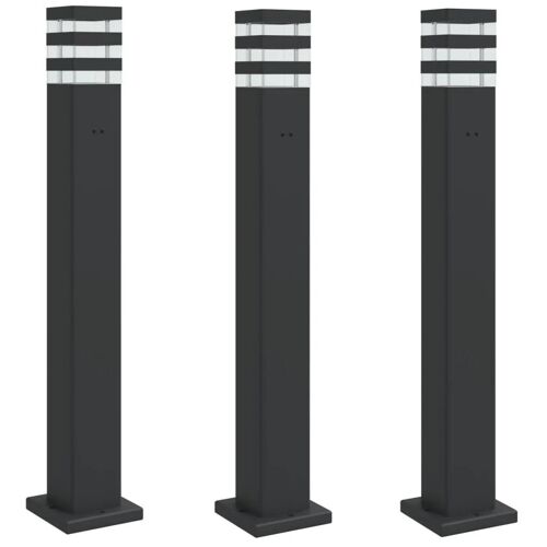 Lampadaires D'extérieur Avec Sortie 3 Pcs 80 Cm Aluminium Noir Helloshop26 02_0042571
