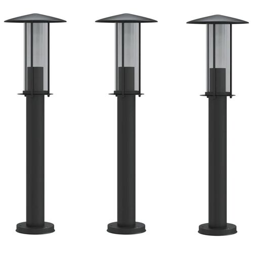 Lampadaires D'extérieur 3 Pcs 60 Cm Acier Inoxydable Noir Helloshop26 02_0042551