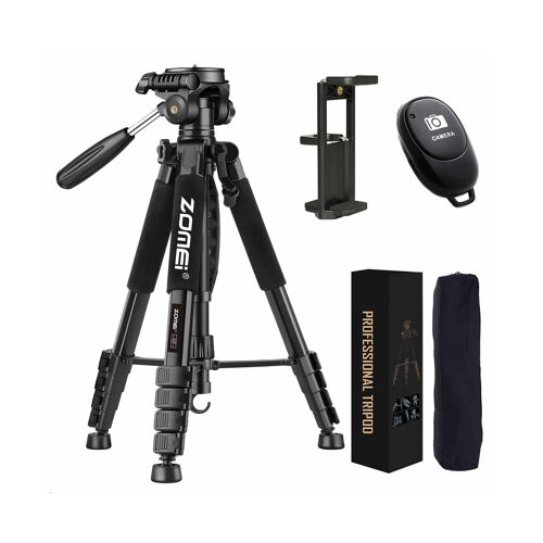 Trépied professionnel portable Zomei Q188 pour appareils photo reflex numériques et numériques avec télécommande Bluetooth et fonctions réglables