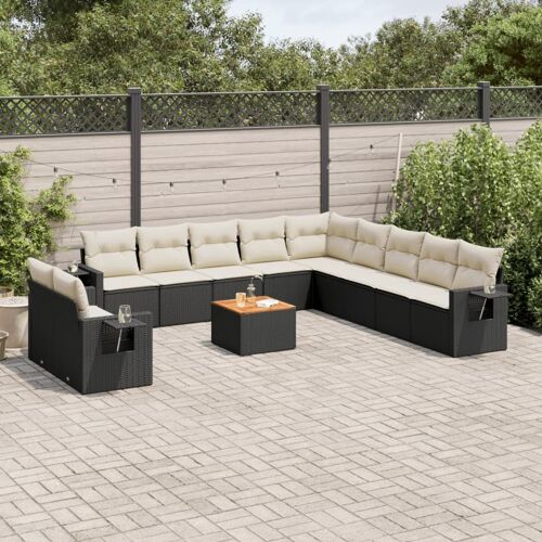 Vidaxl Salon De Jardin 12 Pcs Avec Coussins Noir Résine Tressée