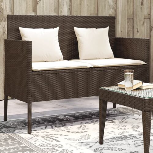 Vidaxl Banc De Jardin Avec Coussins Marron Résine Tressée