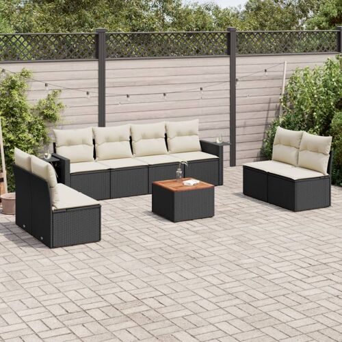 Vidaxl Salon De Jardin 9 Pcs Avec Coussins Noir Résine Tressée