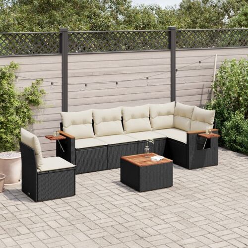 Vidaxl Salon De Jardin 7 Pcs Avec Coussins Noir Résine Tressée