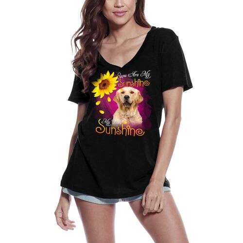 Femme Tee-Shirt Col V Mon Seul Rayon De Soleil - Golden Retriever - My Only Sunshine - Golden Retriever - T-Shirt Graphique Éco-Responsable Vintage Cadeau Nouveauté