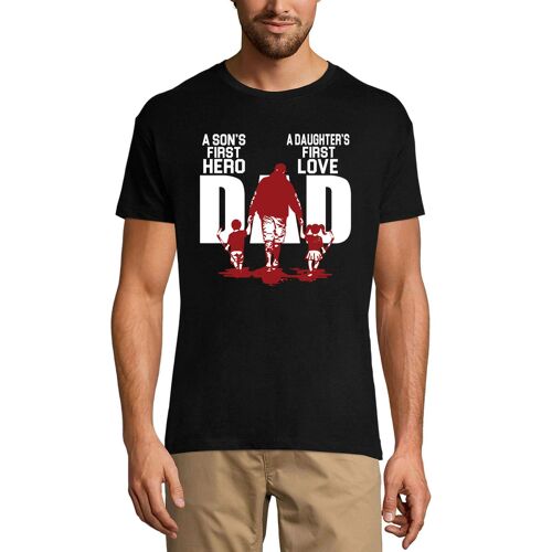 Homme Tee-Shirt - A Son's First Hero - A Daughter's First Love - Hockey Lovers - T-Shirt Graphique Éco-Responsable Vintage Cadeau Nouveauté