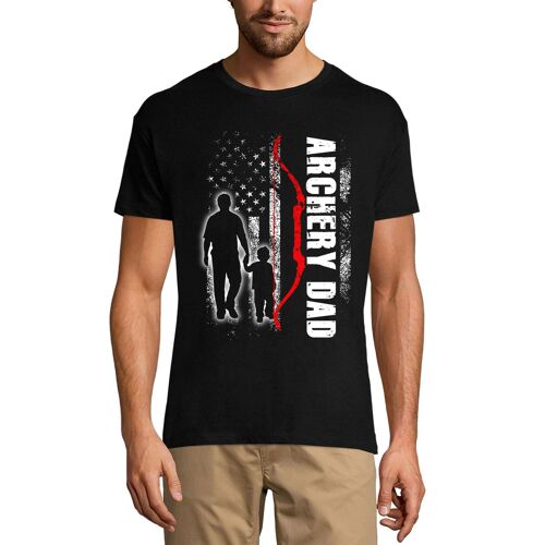 Homme Tee-Shirt Papa Tireur À L'arc - Chemise Avec Drapeau Américain - Papa Et Fils - Archery Dad - American Flag Shirt - Daddy And Son - T-Shirt Graphique Éco-Responsable Vintage Cadeau Nouveauté