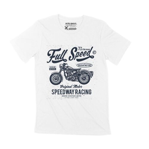 Homme Tee-Shirt Motocyclette Pleine Vitesse - Moteur Original - Full Speed Motorcycle - Original Motor - T-Shirt Graphique Éco-Responsable Vintage Cadeau Nouveauté